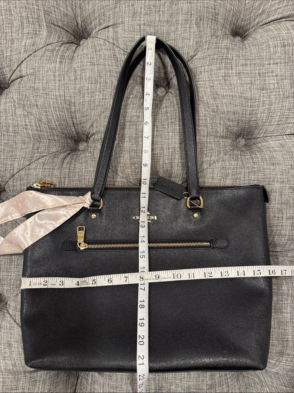 Coach Bag Gallery Large Black Leather Tote Bag With Gold Hardware EUC